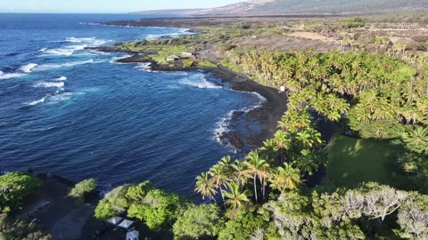Punaluu Black Sand Beach, Punaluu, Ka'u, Island of Hawaii Stock Footage 327494330