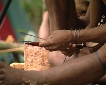 Punan carving tools. lance, darts, and mace Stock Footage 36463936