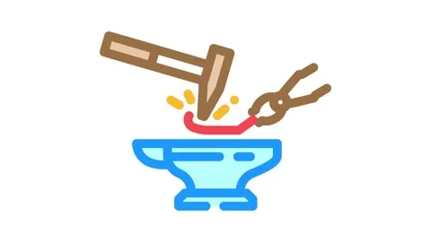 Punch blacksmith metal color icon animation Stock Footage 327264765