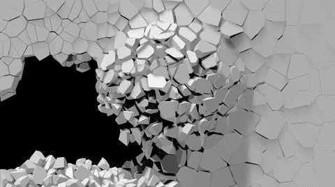 Punch breaking wall with cracks monochromatic texture picture Stock Illustration