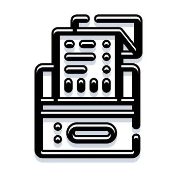 Punch card machine processing data icon illustration 스톡 일러스트