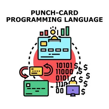 Punch card programming language abstract concept illustration Stock-Illustration