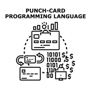 Punch card programming language abstract concept illustration Stock Illustration