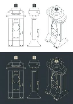 Punch machine drawings Illustrazione stock