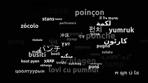 Punch Translated in 68 Worldwide Languages Endless Looping 3d Zooming Wordclo Stock-Footage 145206664