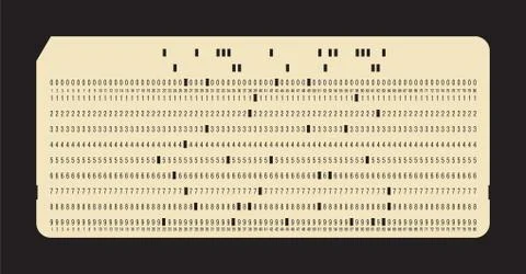 Punched card. Vintage computer data storage Illustrazione stock