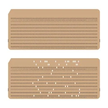 Punched cards. Vintage computer data storage Stock Illustration
