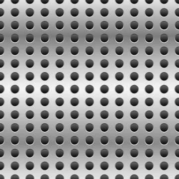 Punched or perforated metal pattern with circle holes. Repeatable. Stock Illustration