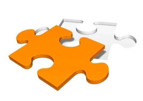 Punched Out Single Orange Colored Jigsaw Piece Stock Illustration