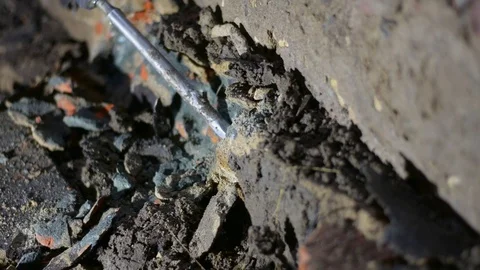 Puncher beats bricks. Construction dismantling Stock Footage 123201708
