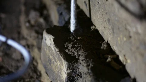 Puncher beats bricks. Construction dismantling Stock Footage 123201783