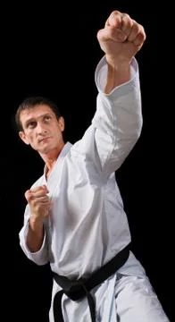 Punch.figure in the karate Stock Photos