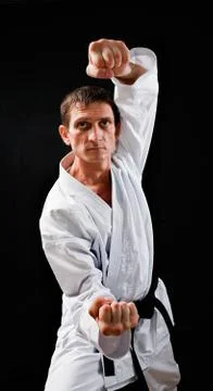 Punch.figure in the karate Stock Photos