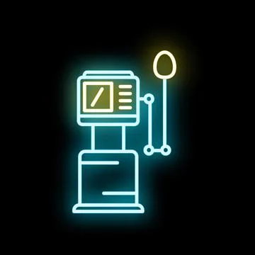 Punching bag arcade game glowing neon outline Stock Illustration