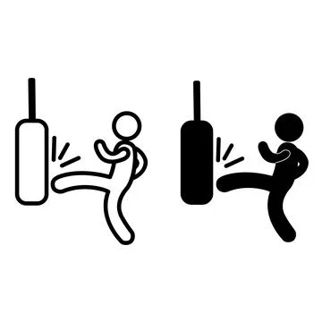 Punching Bag Hit icon. Vector Illustration of a Boxer. Sports Logo Stock Illustration