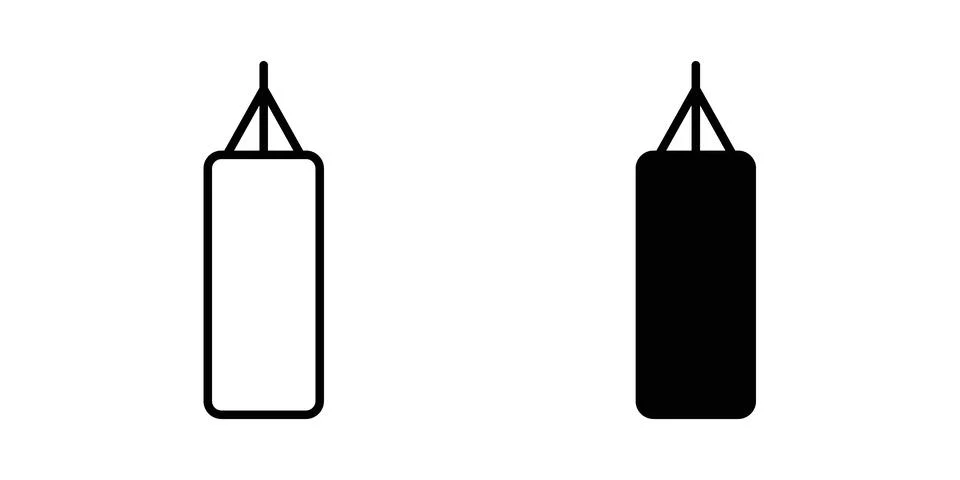 Punching bag icon solid, line, and editable vector set. Stock Illustration