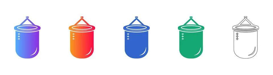 Punching Bag Vector Icon Set Stock Illustration