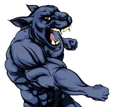 Punching panther mascot Stock Illustration