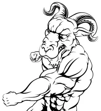Punching ram mascot イラスト素材