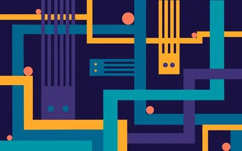 Punchy bright abstract vector geometric background. Collage of colored circ.. Stock Illustration