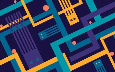 Punchy bright abstract vector geometric background. Collage of colored circ.. Stock Illustration