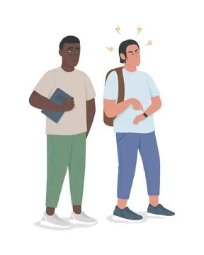 Punctual guy expresses irritation semi flat color vector characters Stock Illustration