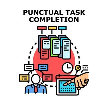 Punctual task completion achieving business project goals Stock Illustration