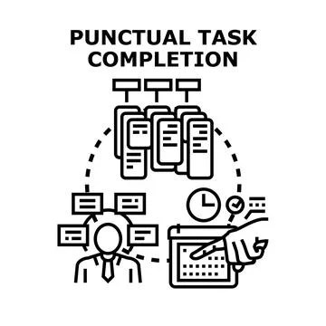 Punctual task completion achieving business project goals Stock Illustration