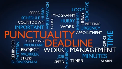 Punctuality animated word cloud, text design animation. Loop able Stock Footage 110823806