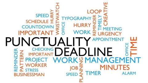 Punctuality animated word cloud, text design animation. Loop able Stock Footage 110824025