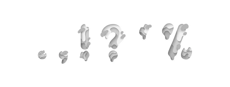 Punctuation marks comma point, an exclamation and interrogative, sing question. Stock Illustration