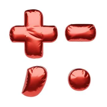 Punctuation marks made of red balloon isolated. 3D rendering illustration. Stock Illustration
