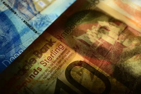 Pund Scots banknote in transparency Stock Photos