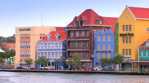 Punda district in Willemstad Curacao Stock Footage