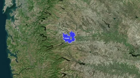 Pune City Highlight on India Map Smooth Zoom Geographic Animation 4K Stock-Footage 331412575
