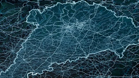 Pune District Pune India Digital Map Highlight 4K Video stock 337292119