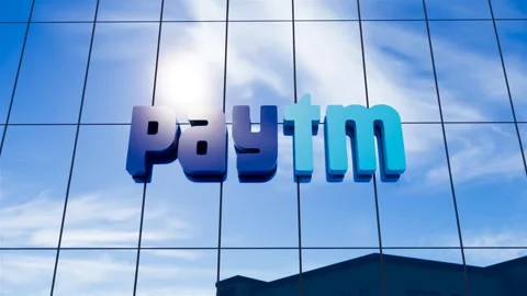 Pune, India - February 18, 2024. Paytm logo on glass building. Editorial use Stock Footage 265133853