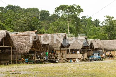 Puni Bocana, Ecuador - 23 November 2012: Wood Houses In Puni Bocana On November