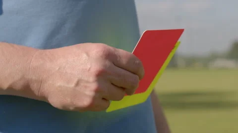 Punishment for serious violations Red and yellow cards are issued for violations Stock Footage 278306902