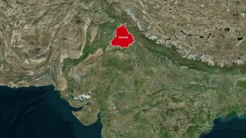 Punjab State Border Highlighted on India Map Animation, Zoom in Effect 4K Stock Footage 330726379