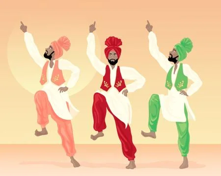 Punjabi dancers Stock Illustration