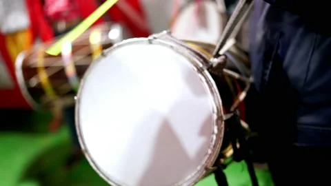Punjabi Dhol in a Dance Function Close up Low Light Footage Stock Footage 137462120