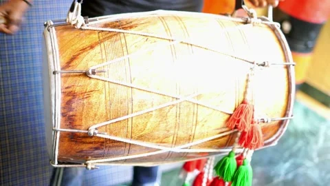 Punjabi Dhol in a Dance Function Close up Stock Footage 138528979