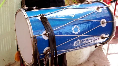 Punjabi Dhol in a Dance Function Close up Stock Footage 138866922