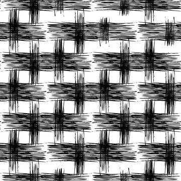 Punk black and white scribbled checkered pattern Stock Illustration