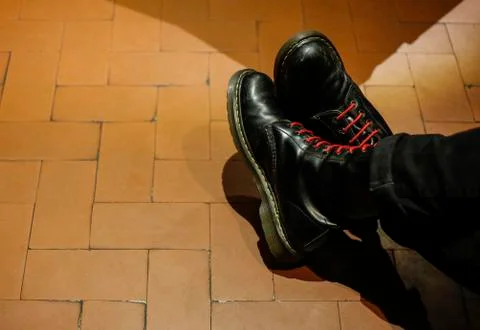 Punk black boot Stock Photos