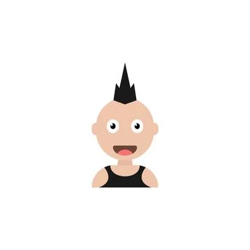 Punk boy flat icon Stock Illustration