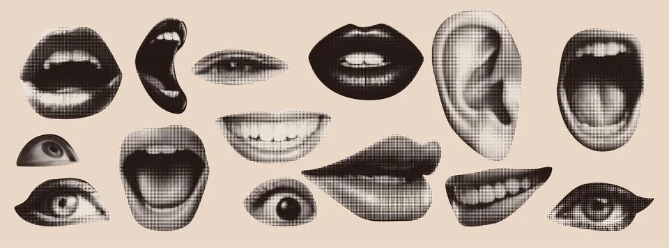 Punk collage elements. Stock Illustration