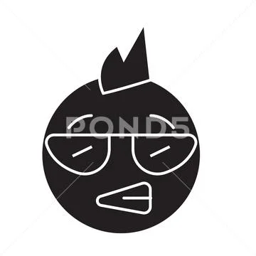 Punk emoji black vector concept icon. Punk emoji flat illustration, sign Stock Illustration