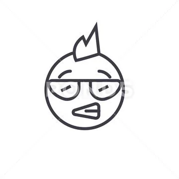 Punk Emoji concept line editable vector, concept icon. Punk Emoji concept linear Stock Illustration